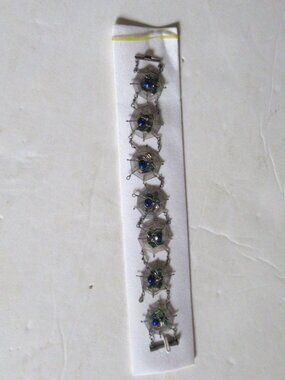 Antique Silver and Enamel Spider Web Bracelet
